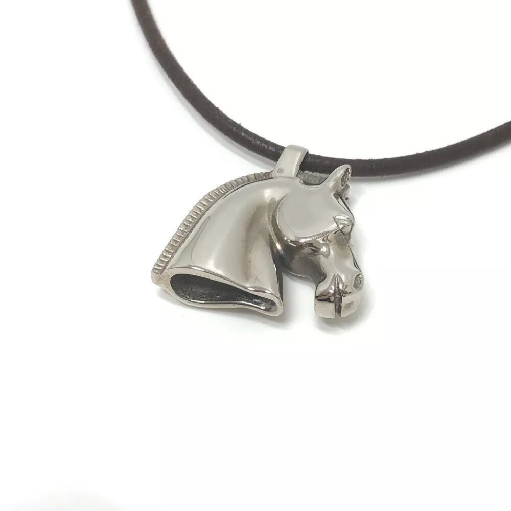 HERMES Cheval Horse Animal Choker Accessories Pendant Necklace